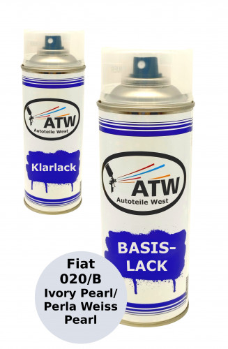 Autolack für Fiat 020/B Ivory Pearl / Perla Weiss Pearl+400ml Klarlack Set